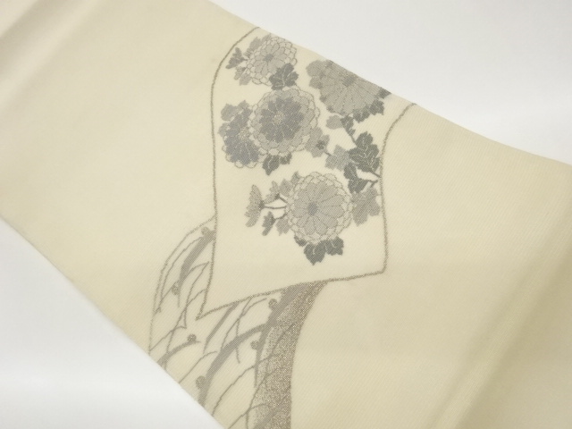 紗菊に露芝模様織り出し袋帯